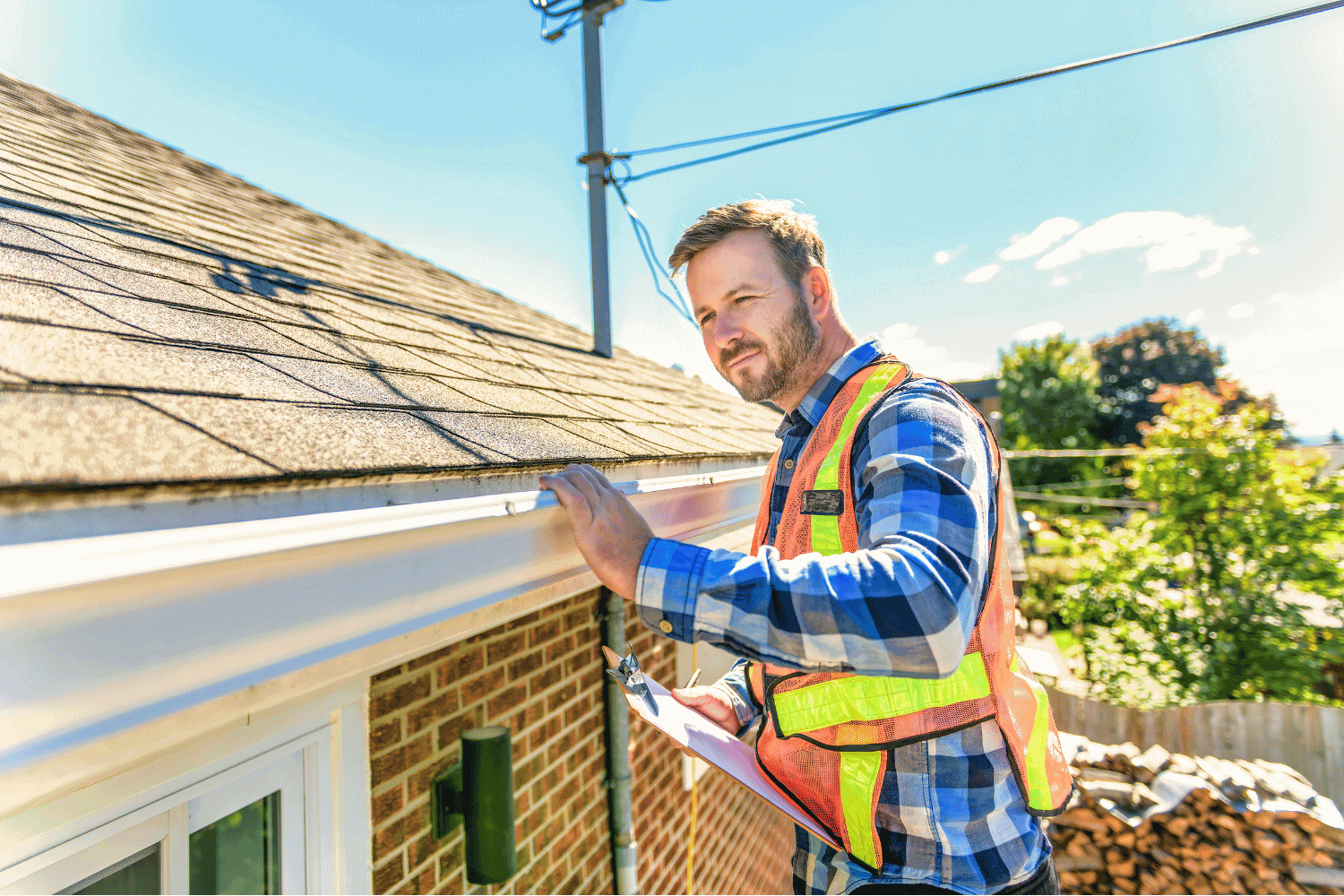 A photo depicting the final inspection of a newly installed roof