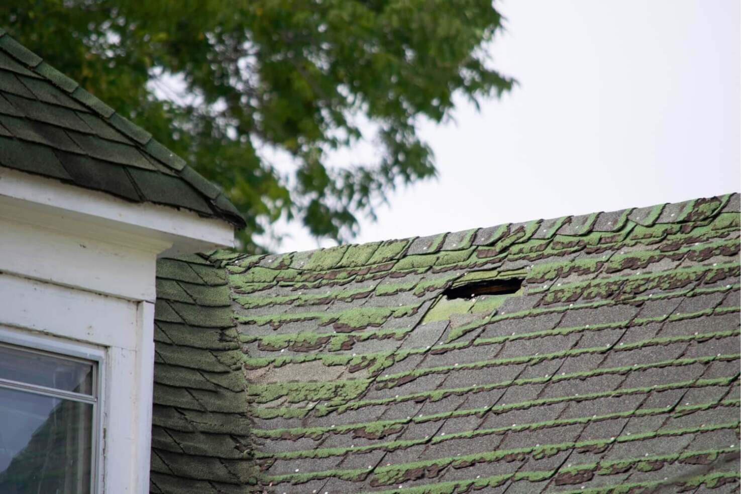 A photo illustrating causes of shingle buckling