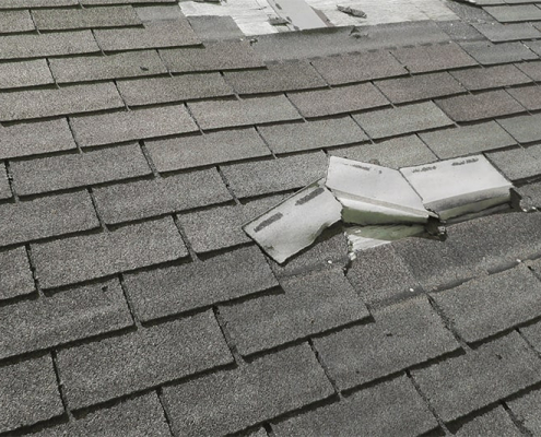 Illustration of roof storm damage