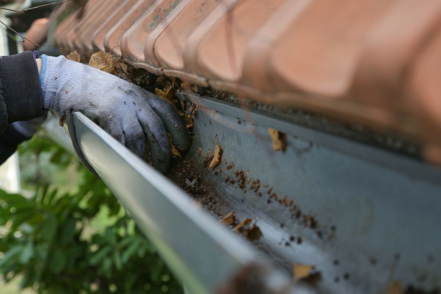 Cleaning Gutter Out By Hand