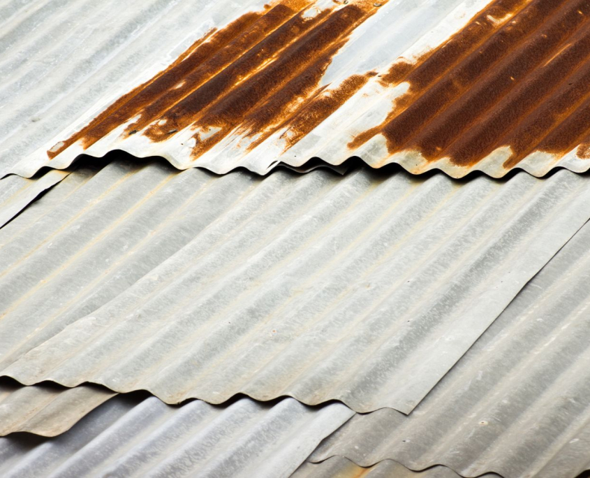 Rusted metal roofing