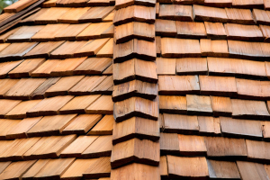 Close-Up Of New Cedar Shingles