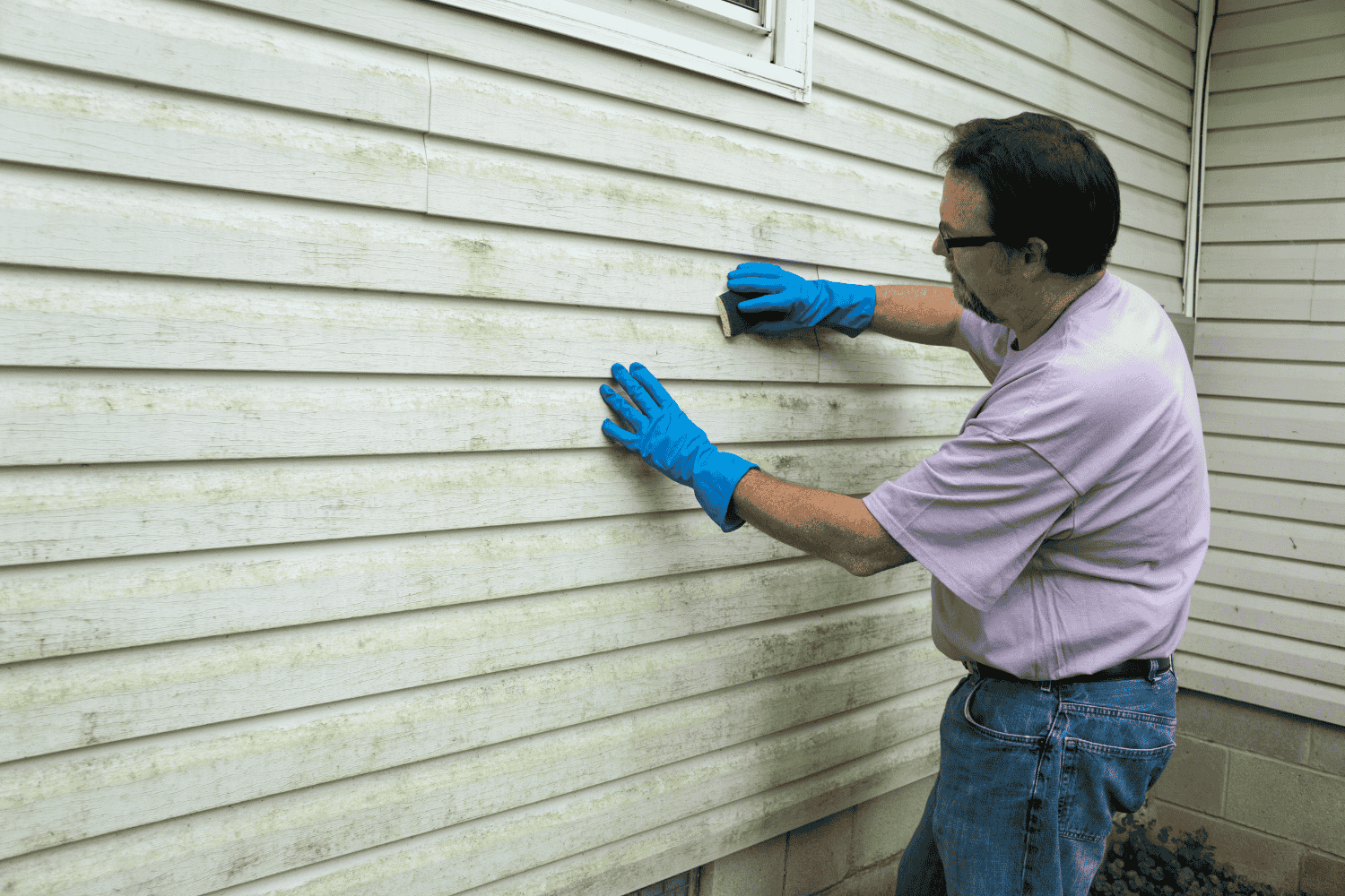 An image showing signs of wear on vinyl siding, indicating it's time for replacement.